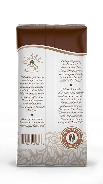 Café Santo Domingo whole bean coffee pack ideal for drip or pour-over