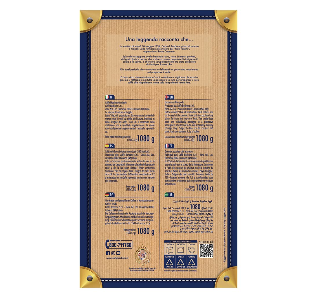 Caffè Borbone Blue Blend Neapolitan origin badge on packaging.