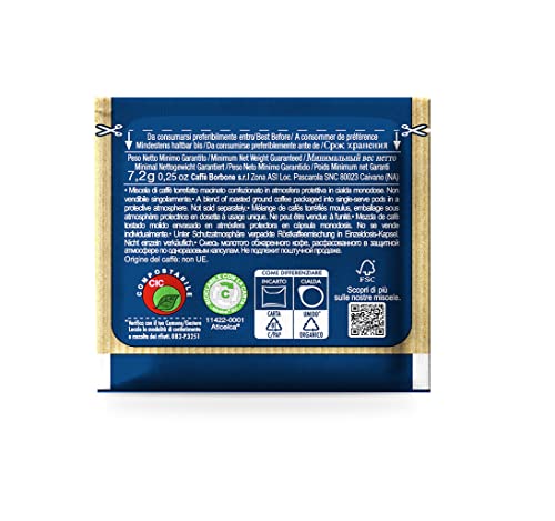 Caffè Borbone Blue Blend pods in individual packaging preserve freshness.