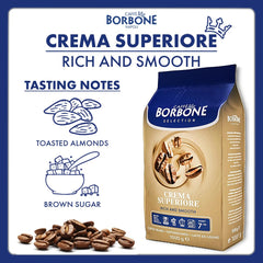 Caffè Borbone Crema Superiore espresso shot showcasing rich crema and balance.