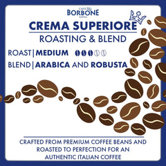 Caffè Borbone Crema Superiore grind setting versatility for espresso and filter brewers.