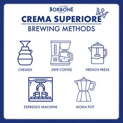 Caffè Borbone Crema Superiore morning brew for bold start and smooth finish.