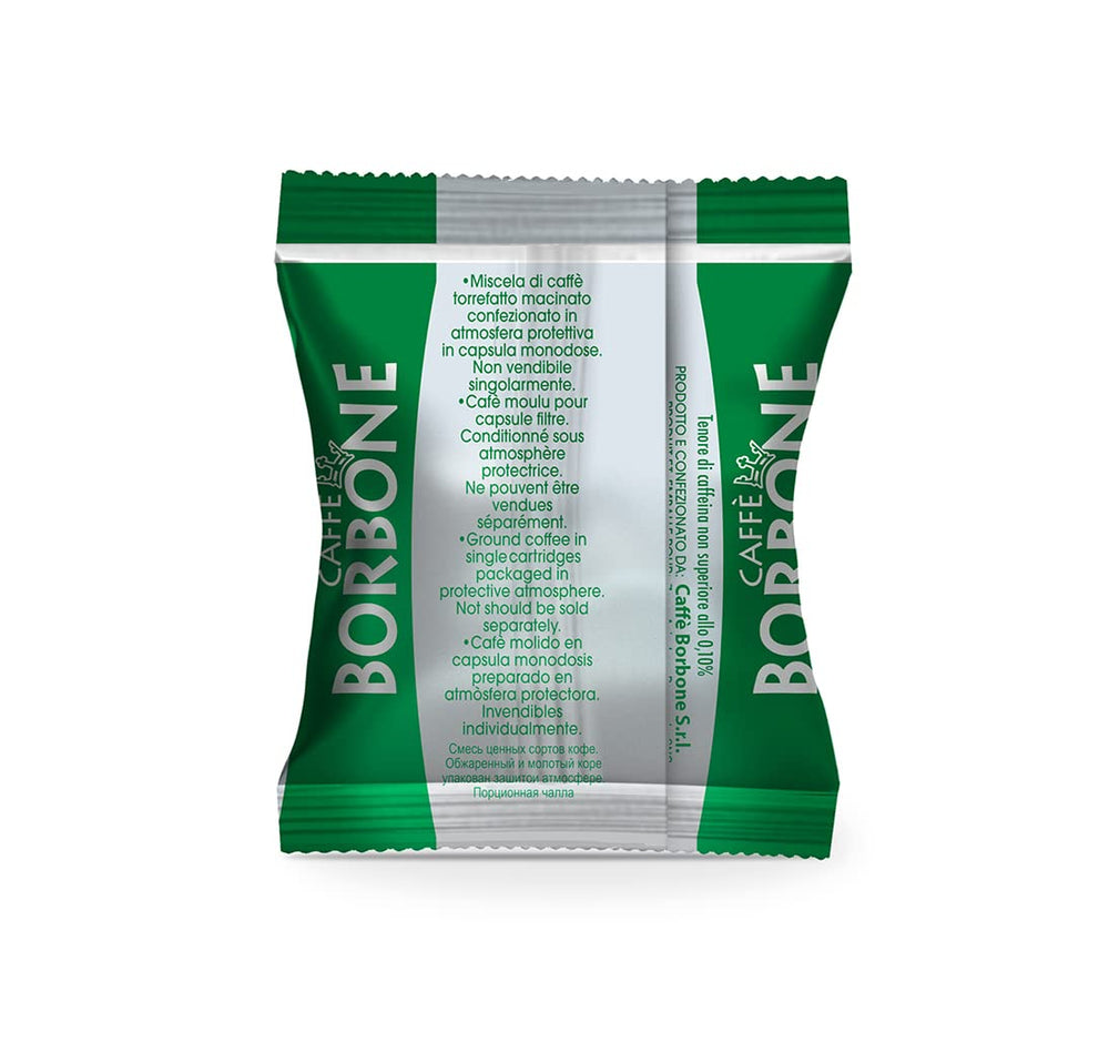 Caffe8 Borbone Decaf Nespresso pod precise dosing for clean extractions.