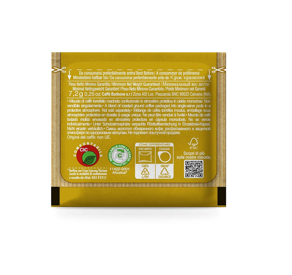Caffè Borbone ESE compatibility 44mm pods fit compatible machines.