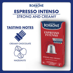 Caffe Borbone Espresso Intenso aluminum capsules closeup emphasizing airtight design.