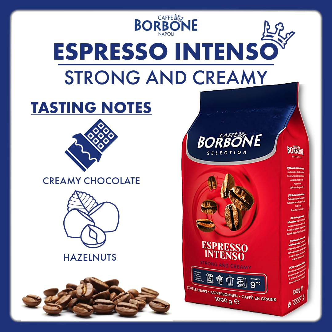 Caffè Borbone Italian-roast Neapolitan-origin beans showcase heritage and deep flavor.