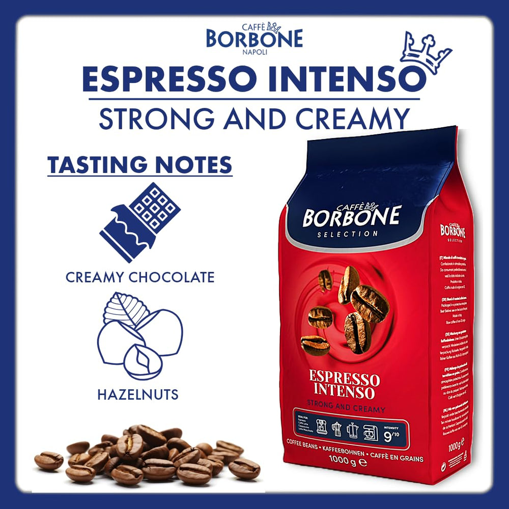 Caffè Borbone Italian-roast Neapolitan-origin beans showcase heritage and deep flavor.