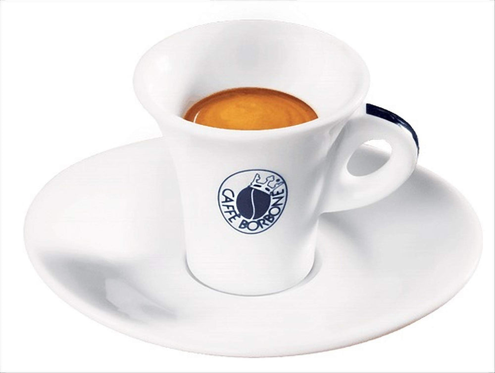 Caffe Borbone Miscela Blu beans beside a grinder, ideal for a bold, Italian-style coffee.