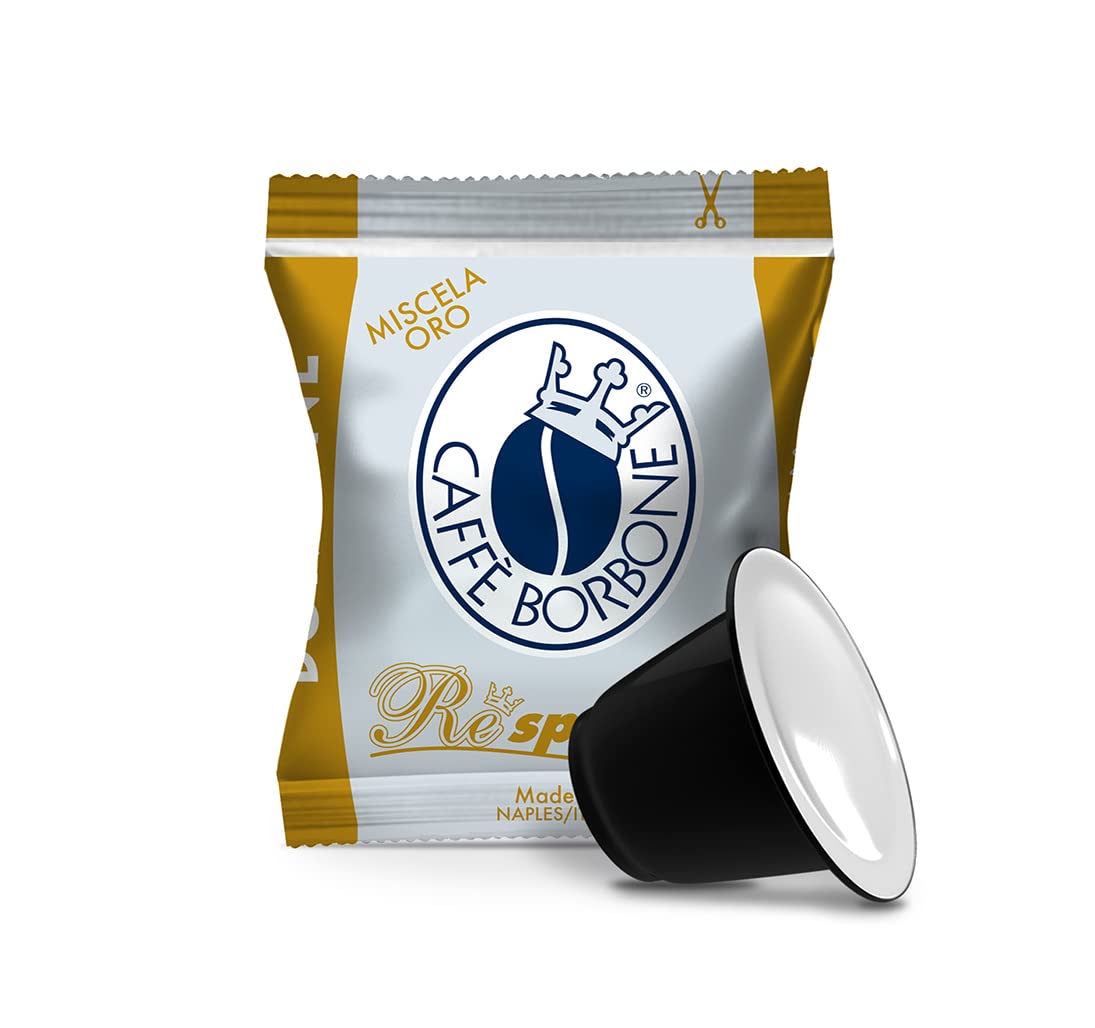 Caffè Borbone Respresso Gold packaging closeup showing premium Italian blend