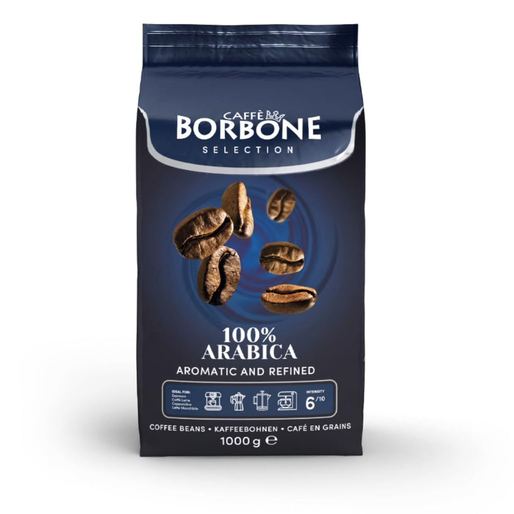 Caffè Borbone whole bean coffee, medium roast Arabica, ideal for espresso and drip brewing.