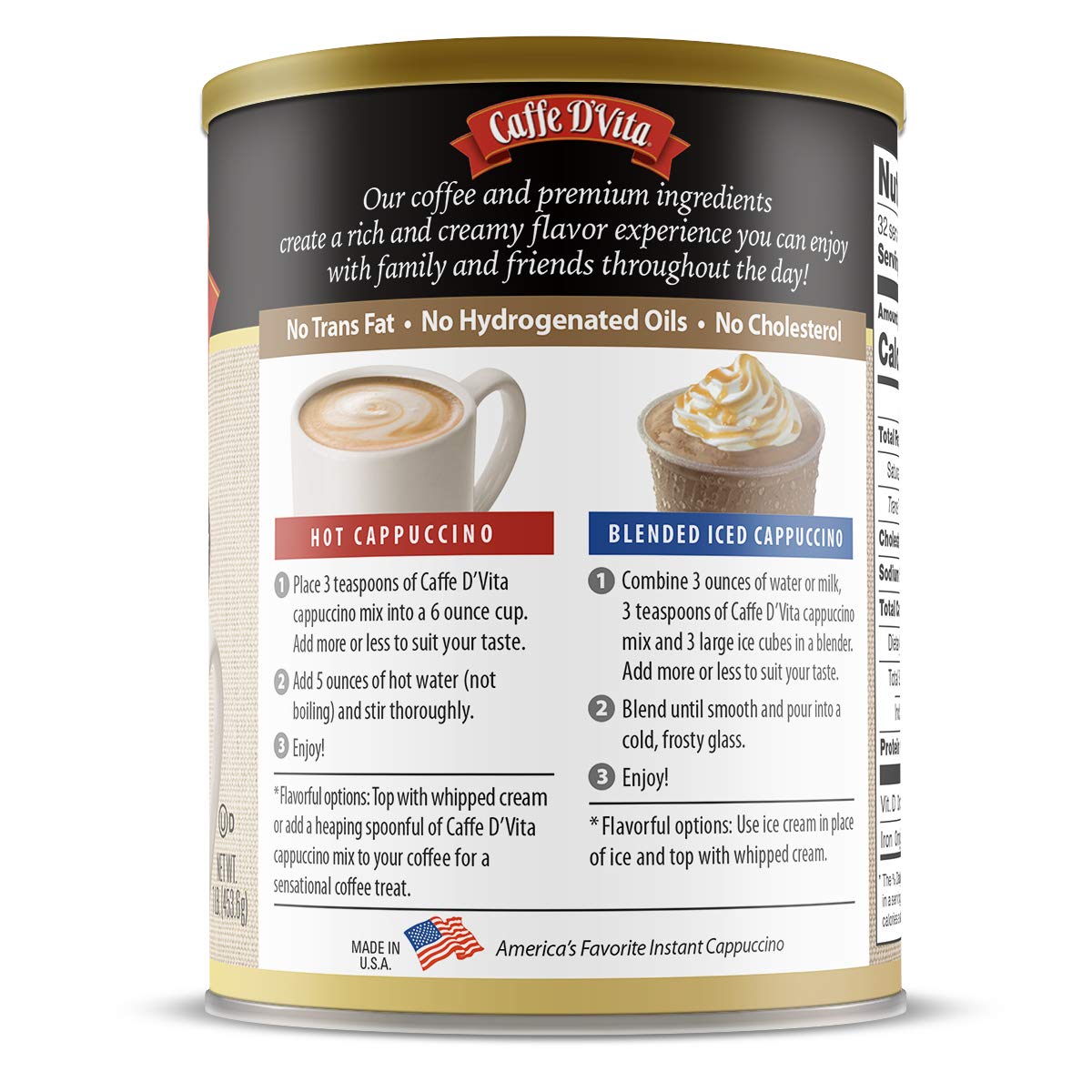 Caffe D'Vita Amaretto Cappuccino mix in bowl ready to prepare.