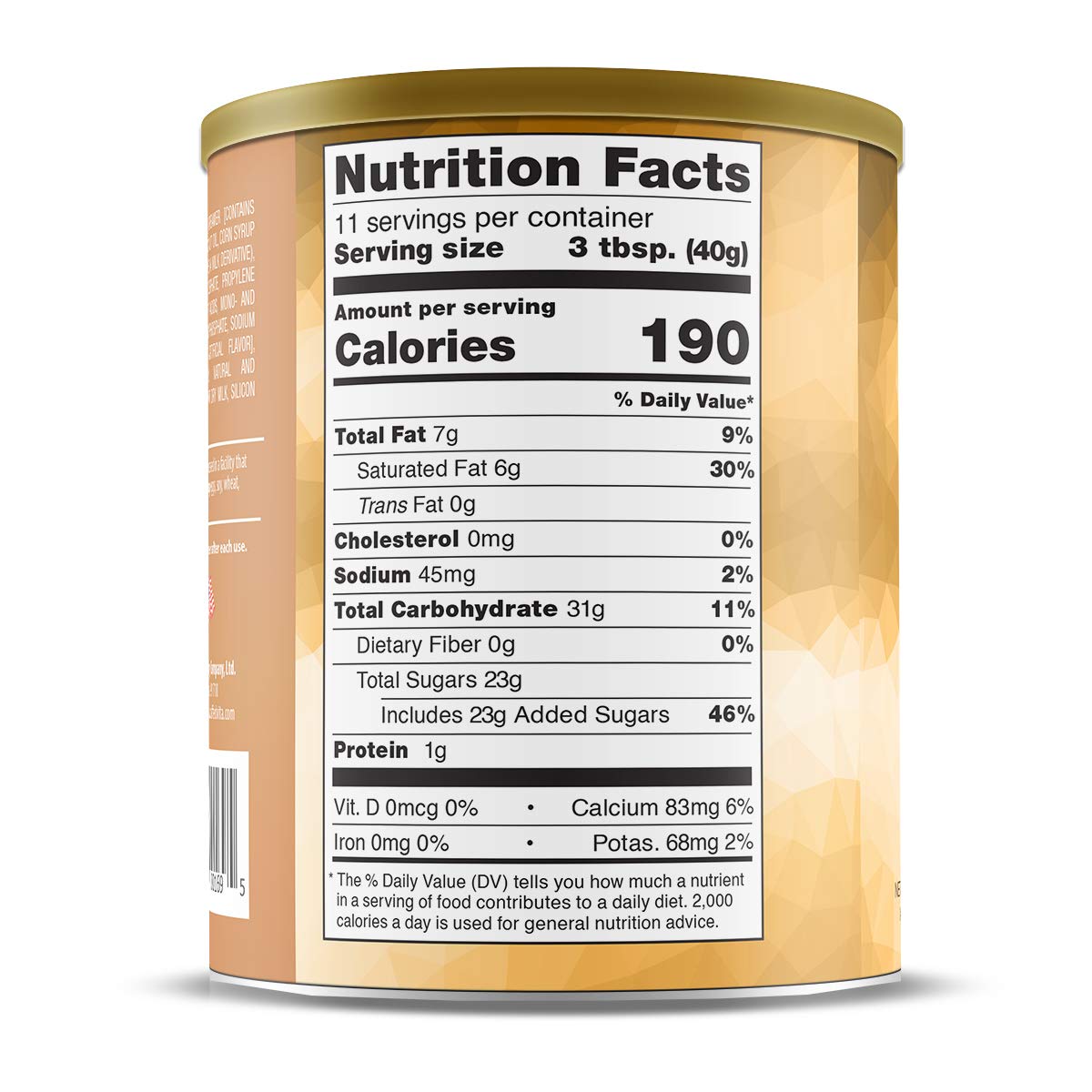 Caffe D'Vita Caramel Macchiato can back nutrition panel highlights gluten-free and kosher-dairy features.