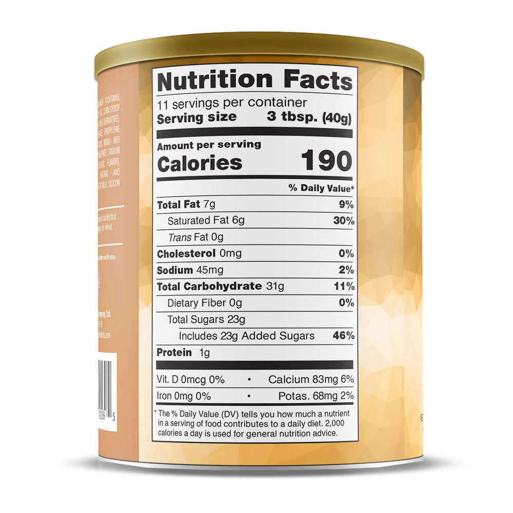 Caffe D'Vita Caramel Macchiato can back nutrition panel highlights gluten-free and kosher-dairy features.