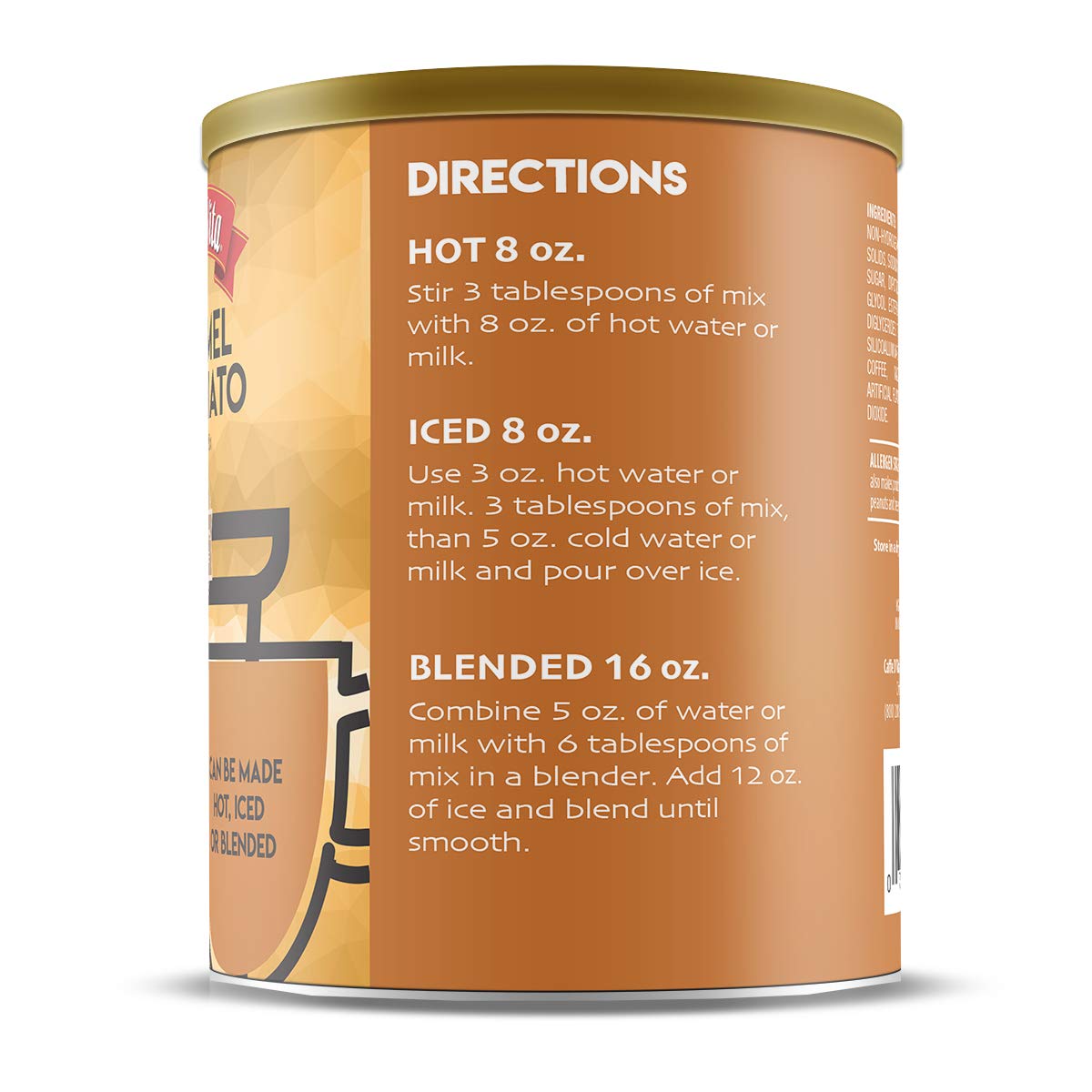 Caffe D'Vita Caramel Macchiato 1 lb can manufactured in the USA for premium beverages.