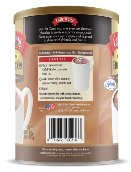 Caffe D'Vita cocoa mix scoop, premium ingredients for delicious beverages.