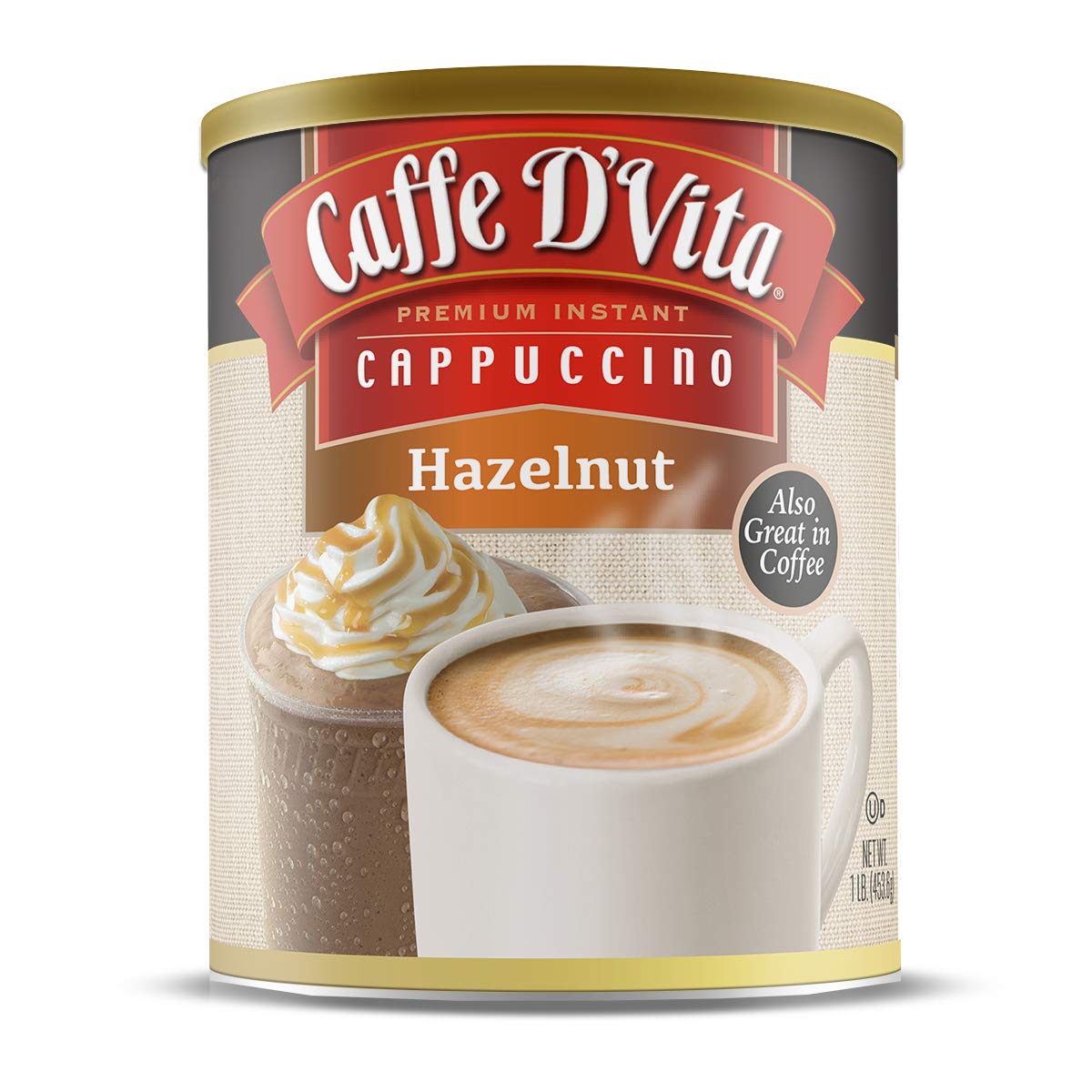 Caffe D'Vita Hazelnut Cappuccino Can delivers warm aroma for cozy mornings.