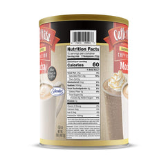 Hot cappuccino prep with 3 tsp mix for a creamy, quick beverage.