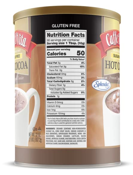 Caffe D'Vita hot cocoa cup, versatile for hot, iced, or blended drinks.