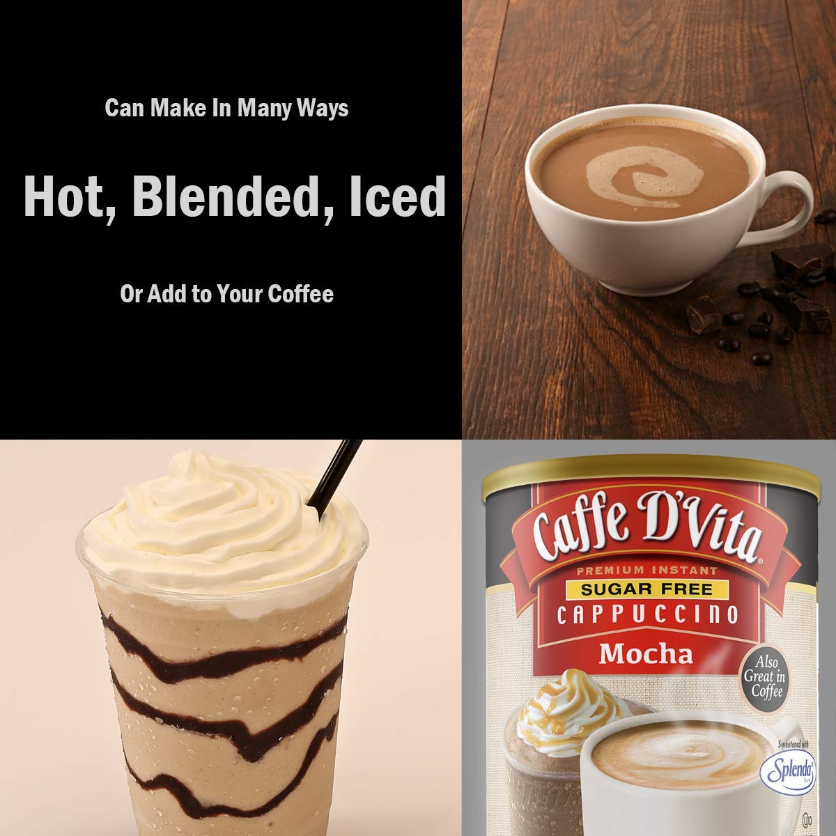 Caffe D'Vita Made in the USA ingredients label highlighting quality and gluten-free notes.