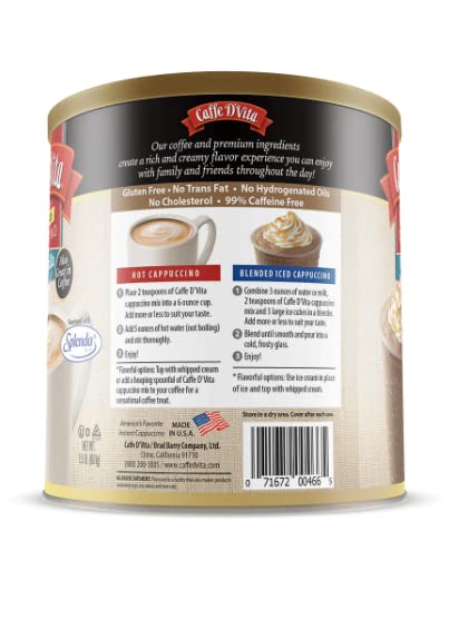 Caffe D'Vita cappuccino powder ready to mix for creamy indulgence