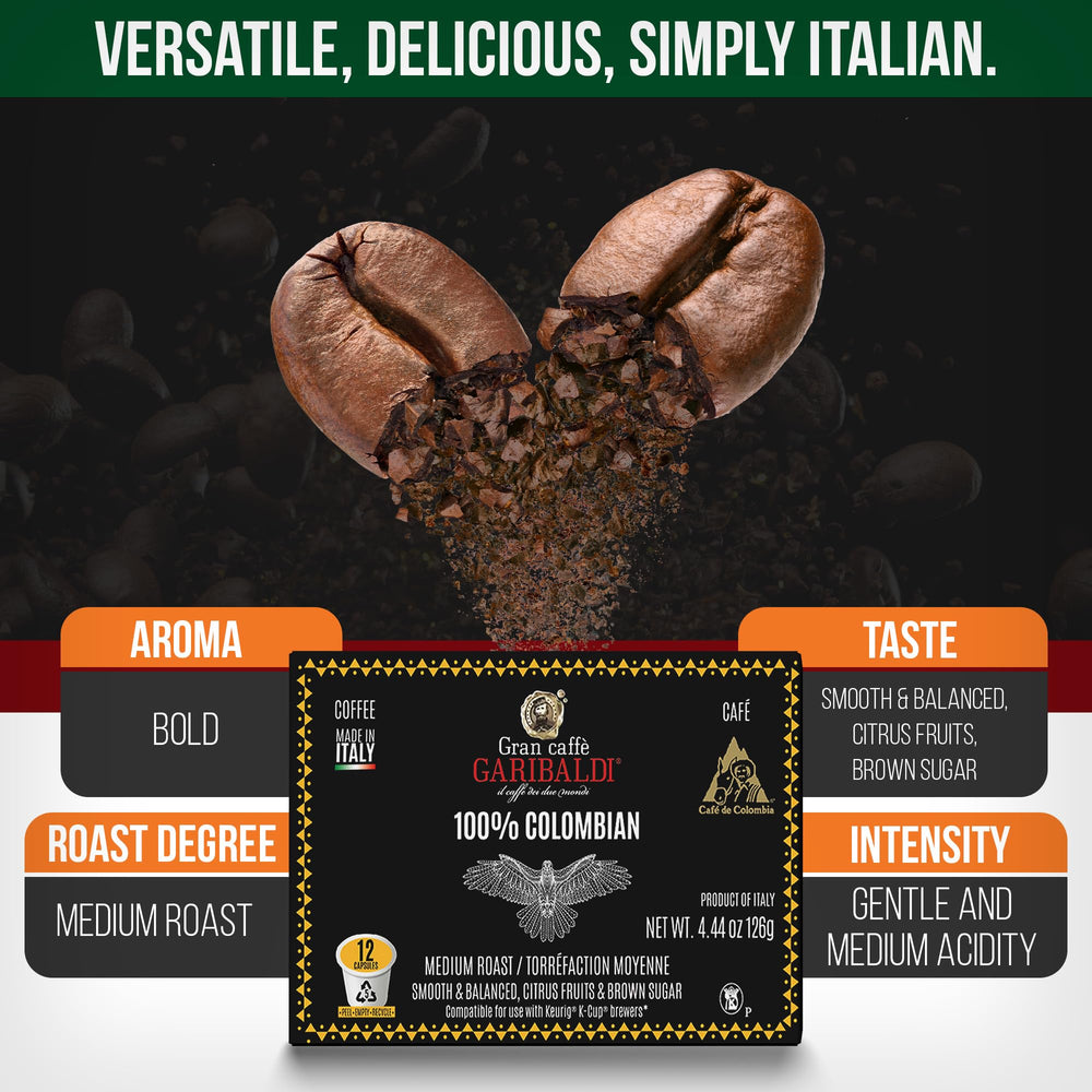 Caffè Garibaldi 100% Arabica Colombian beans for balanced notes