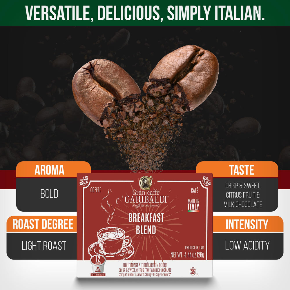 Caffè Garibaldi Arabica Robusta beans show balanced flavor.