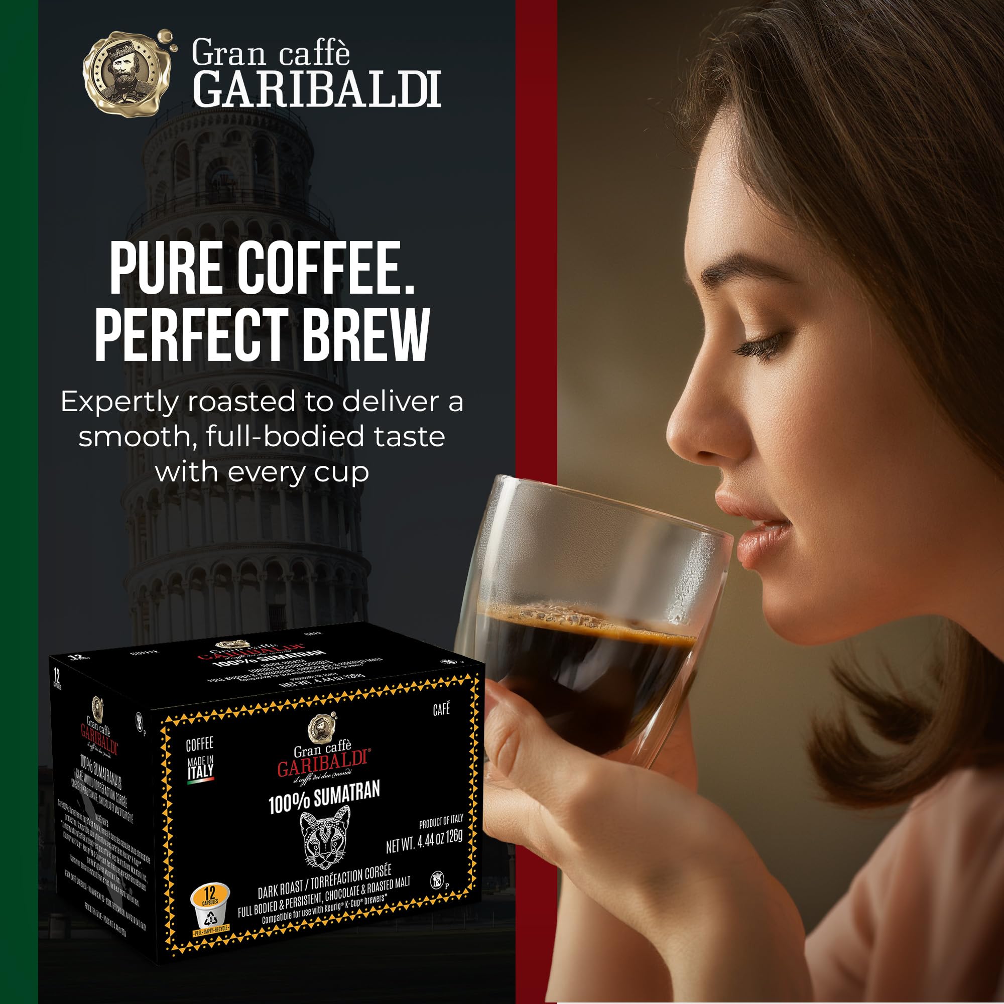 Caffe Garibaldi dark roast with chocolate and roasted malt notes