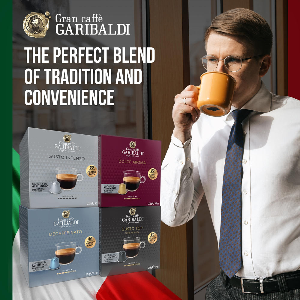 Caffe Garibaldi aroma evokes gingerbread and Italian biscuits, enriching your coffee ritual.