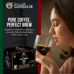 Caffe Garibaldi single-serve pods deliver consistent dark roast flavor