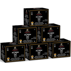 Caffe Garibaldi Sumatran coffee pods showing bold dark roast aroma for mornings