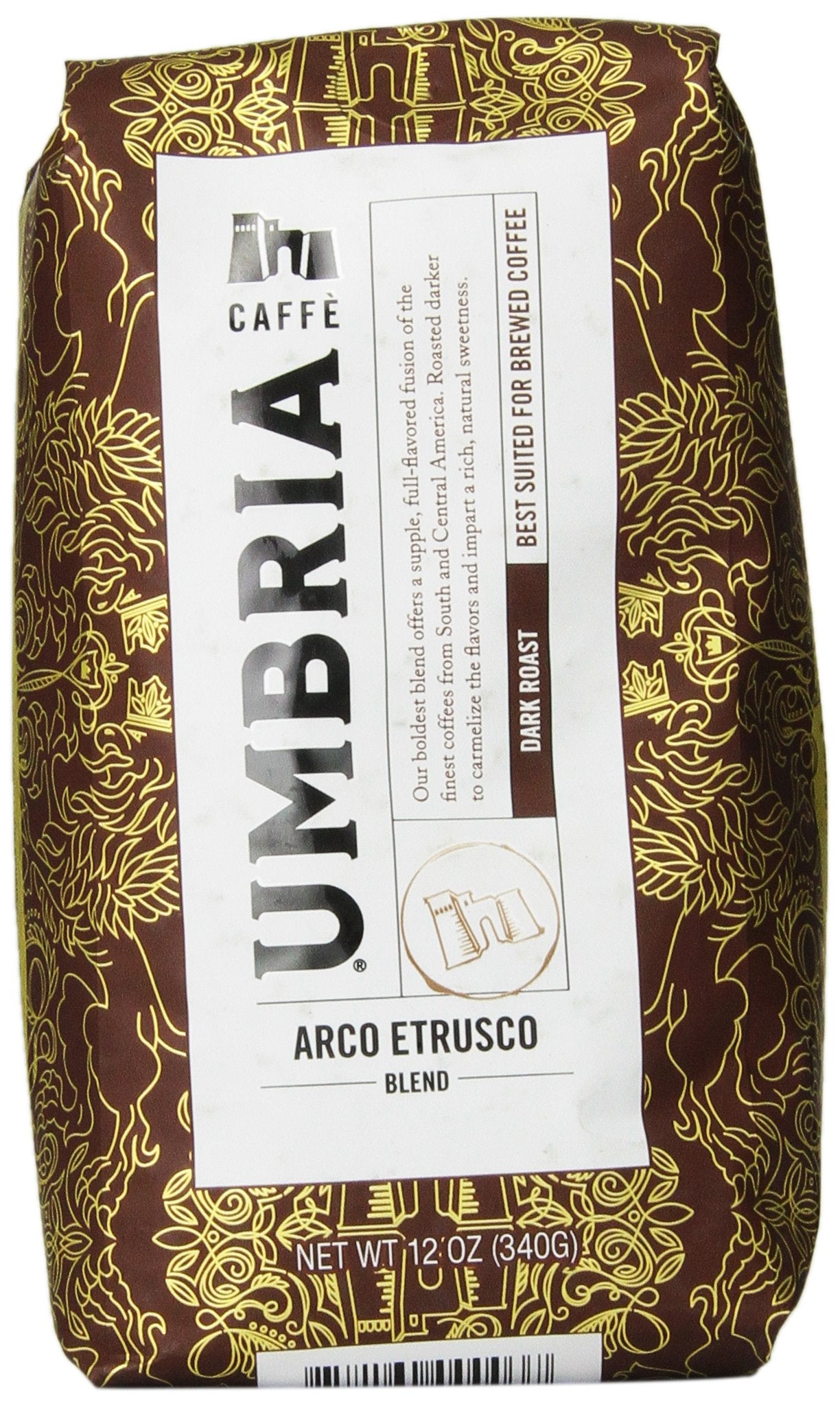 CAFFÈ UMBRIA Arco Etrusco blend bag with fudge notes for a bold morning cup.