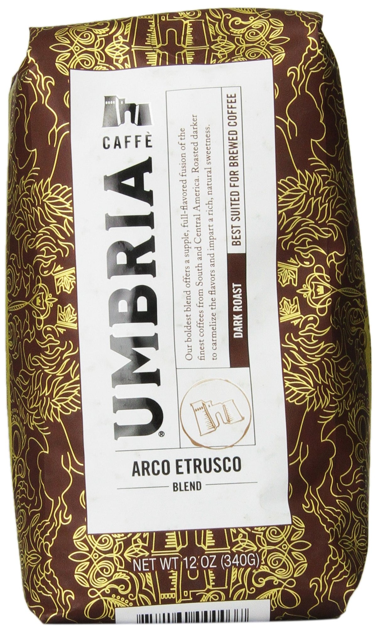 CAFFÈ UMBRIA Arco Etrusco blend bag with fudge notes for a bold morning cup.