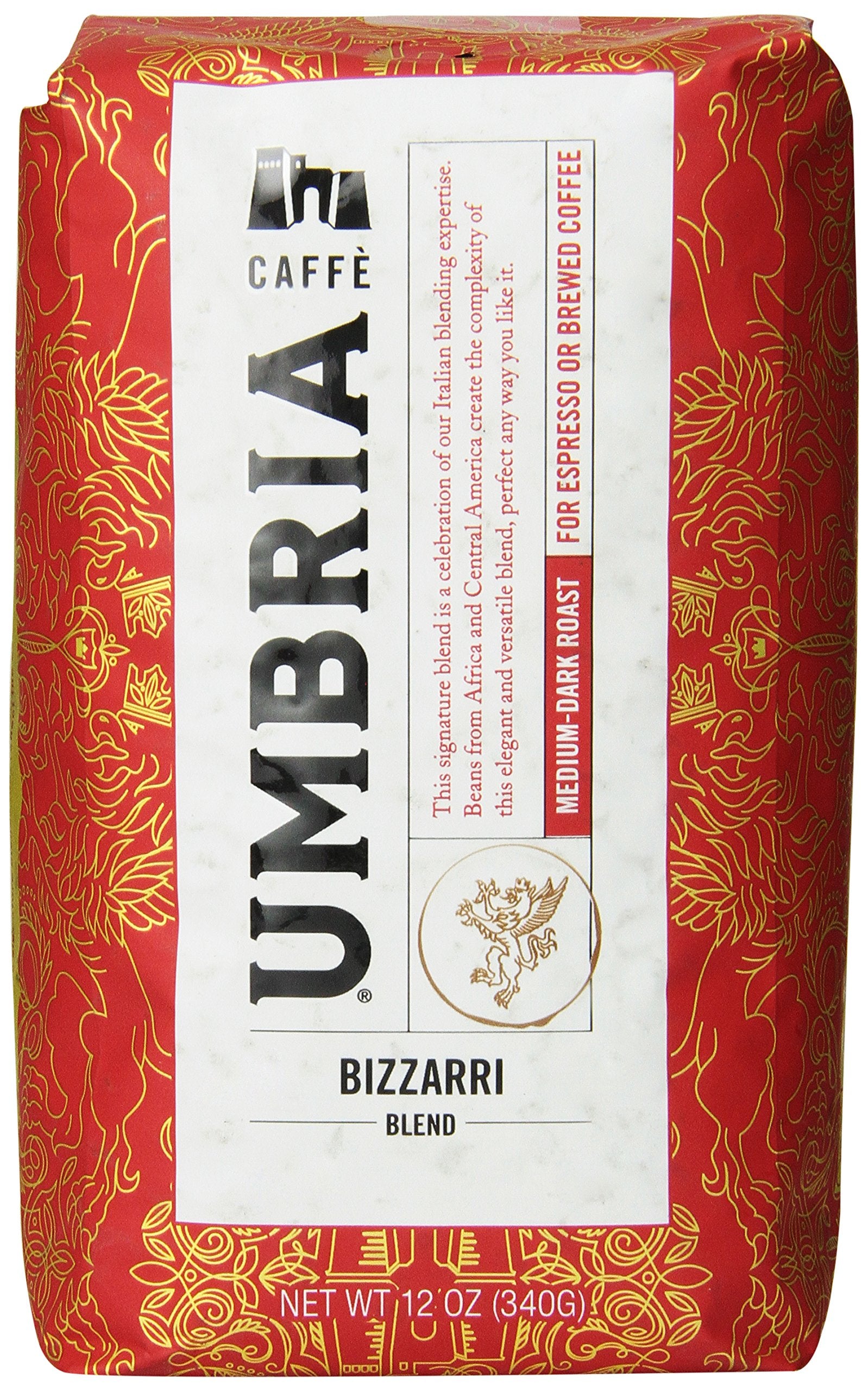 Caffè Umbria Fresh Seattle Bizzarri Blend bag showing premium whole beans for versatile brewing at home