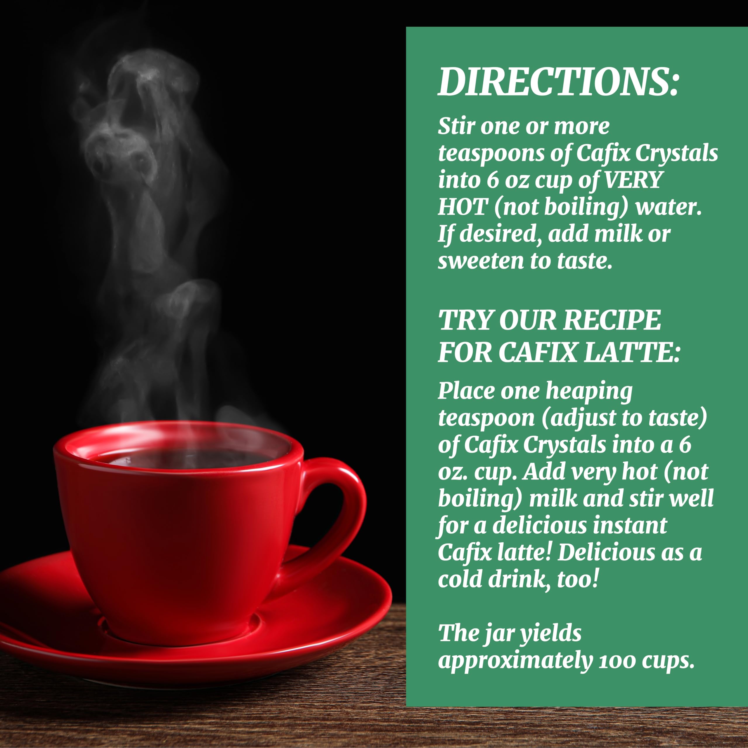 Packaging highlights non-GMO and kosher, all-natural Cafix for the family.