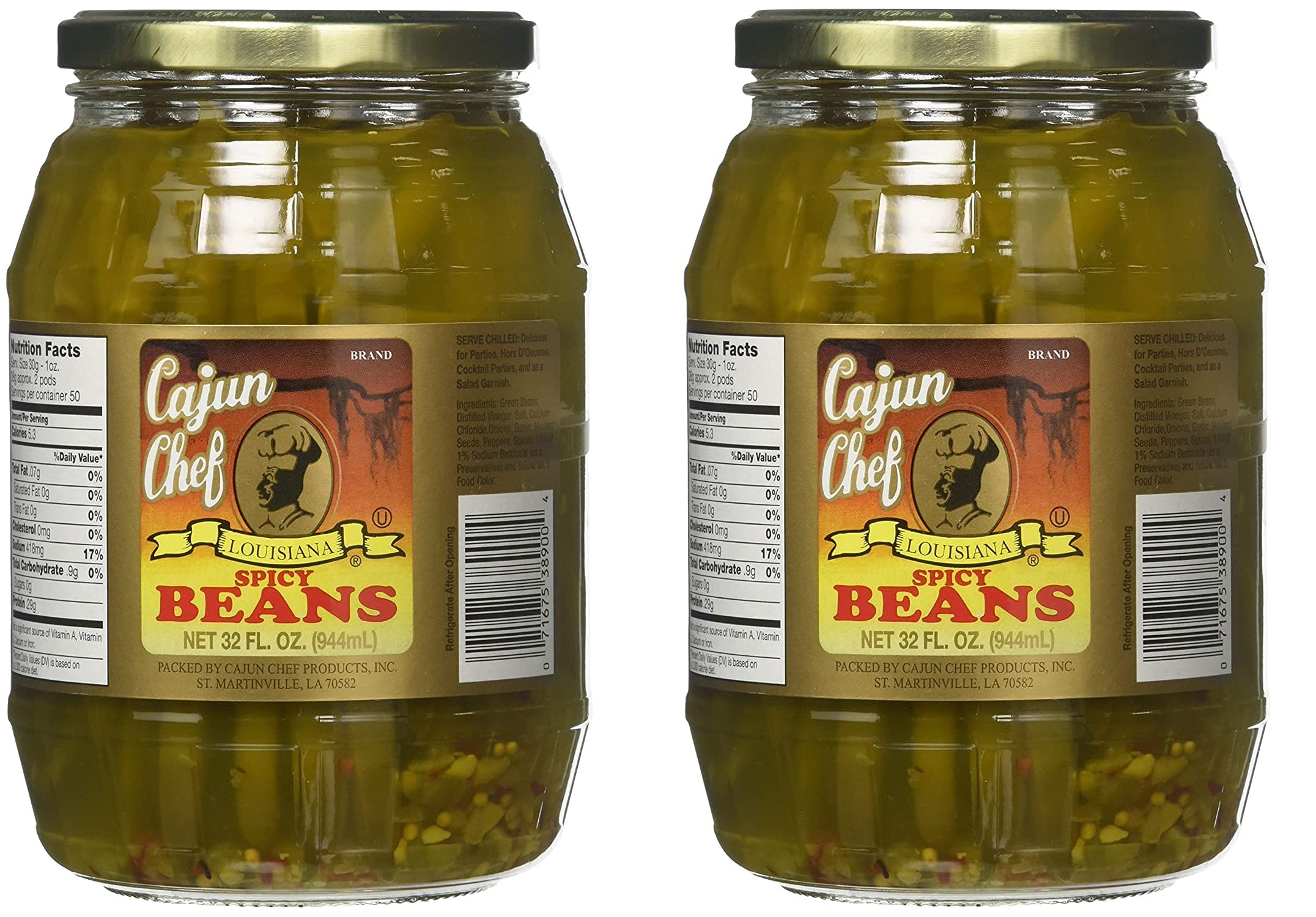 Cajun Chef Spicy Green Beans jar with bold flavor, perfect as a Bloody Mary garnish or salad topper