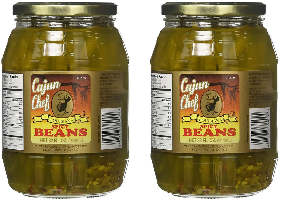 Cajun Chef Spicy Green Beans jar with bold flavor, perfect as a Bloody Mary garnish or salad topper