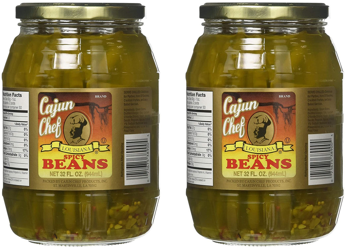 Cajun Chef Spicy Green Beans jar with bold flavor, perfect as a Bloody Mary garnish or salad topper