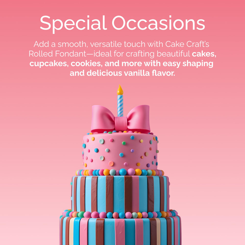 Cake Craft rolled fondant adds clean color accents on cookies.