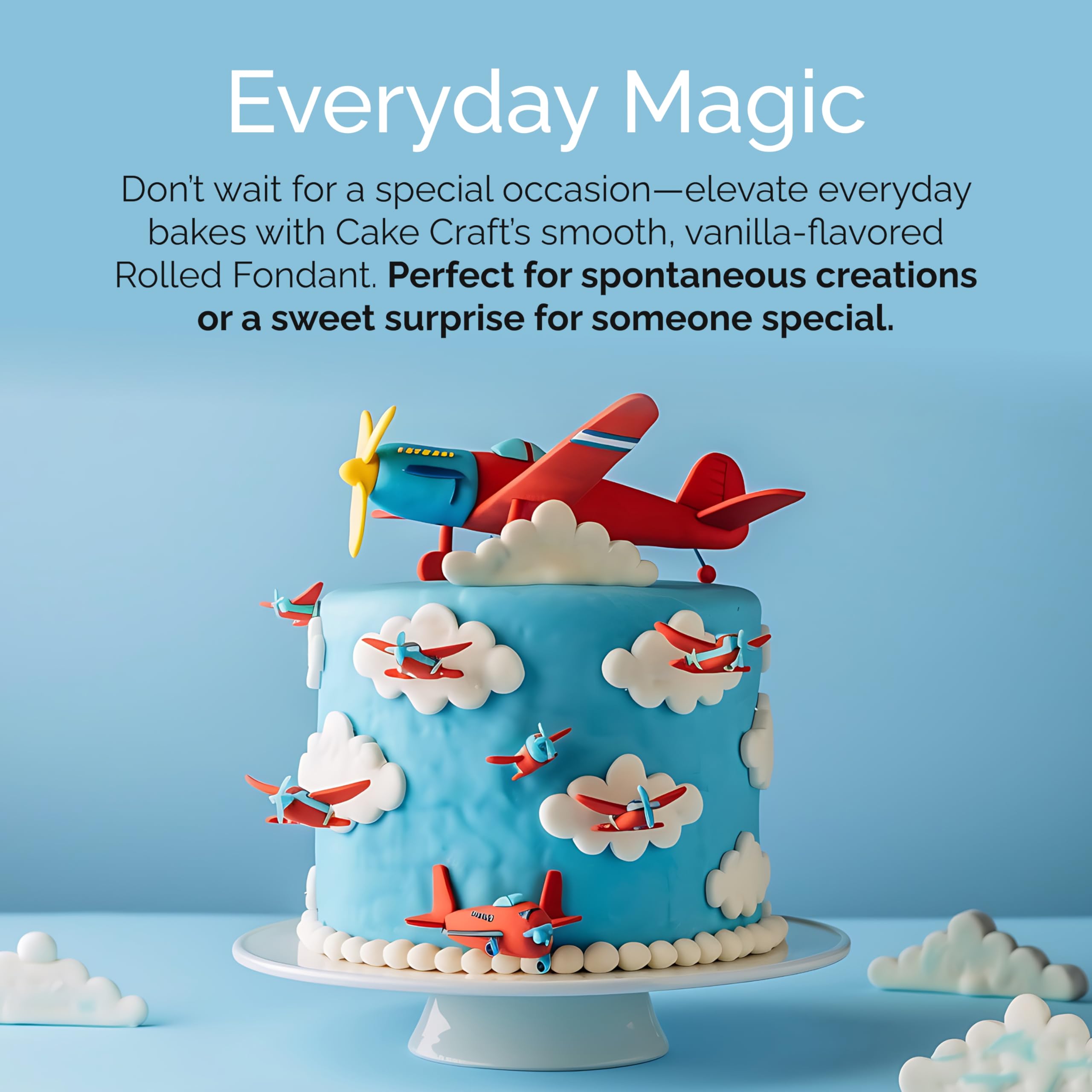 Cake Craft rolled fondant resists cracking for stress-free decorating.