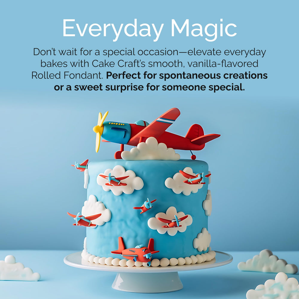 Cake Craft rolled fondant resists cracking for stress-free decorating.
