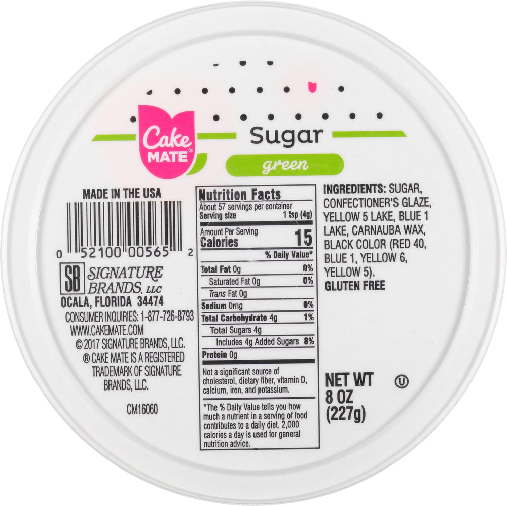 Cake Mate emerald crystal sugar adds bold color to cupcakes, cookies, and desserts