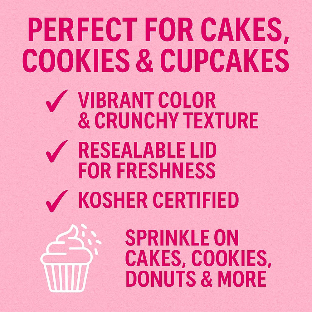 Cake Mate red sanding sugar on cakes adds vibrant color and texture.