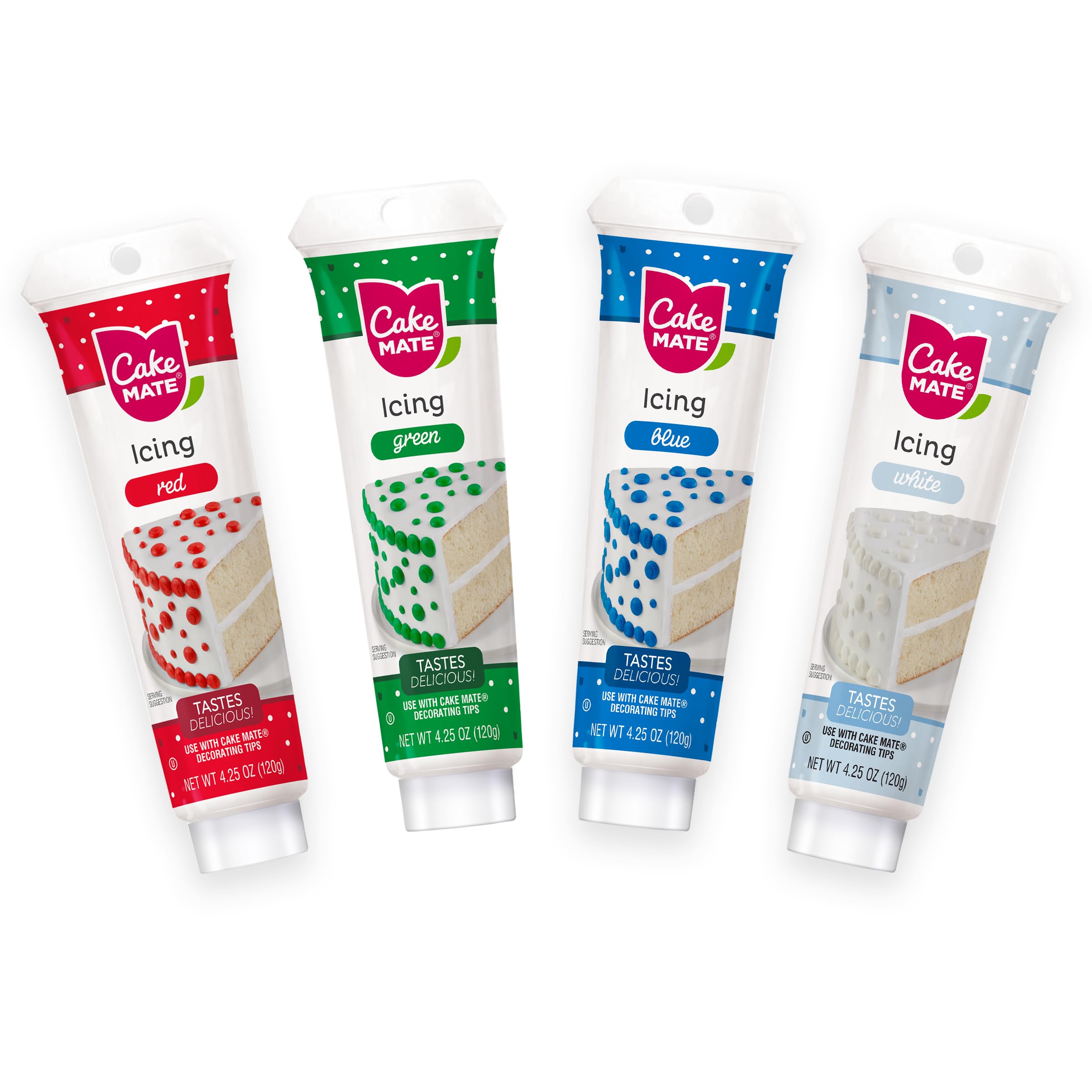 Cake Mate blue icing tube for vibrant cake decorating and precise piping.