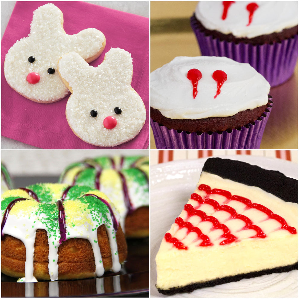 Cake Mate pink gel creates playful decorations on pastries and brownies.