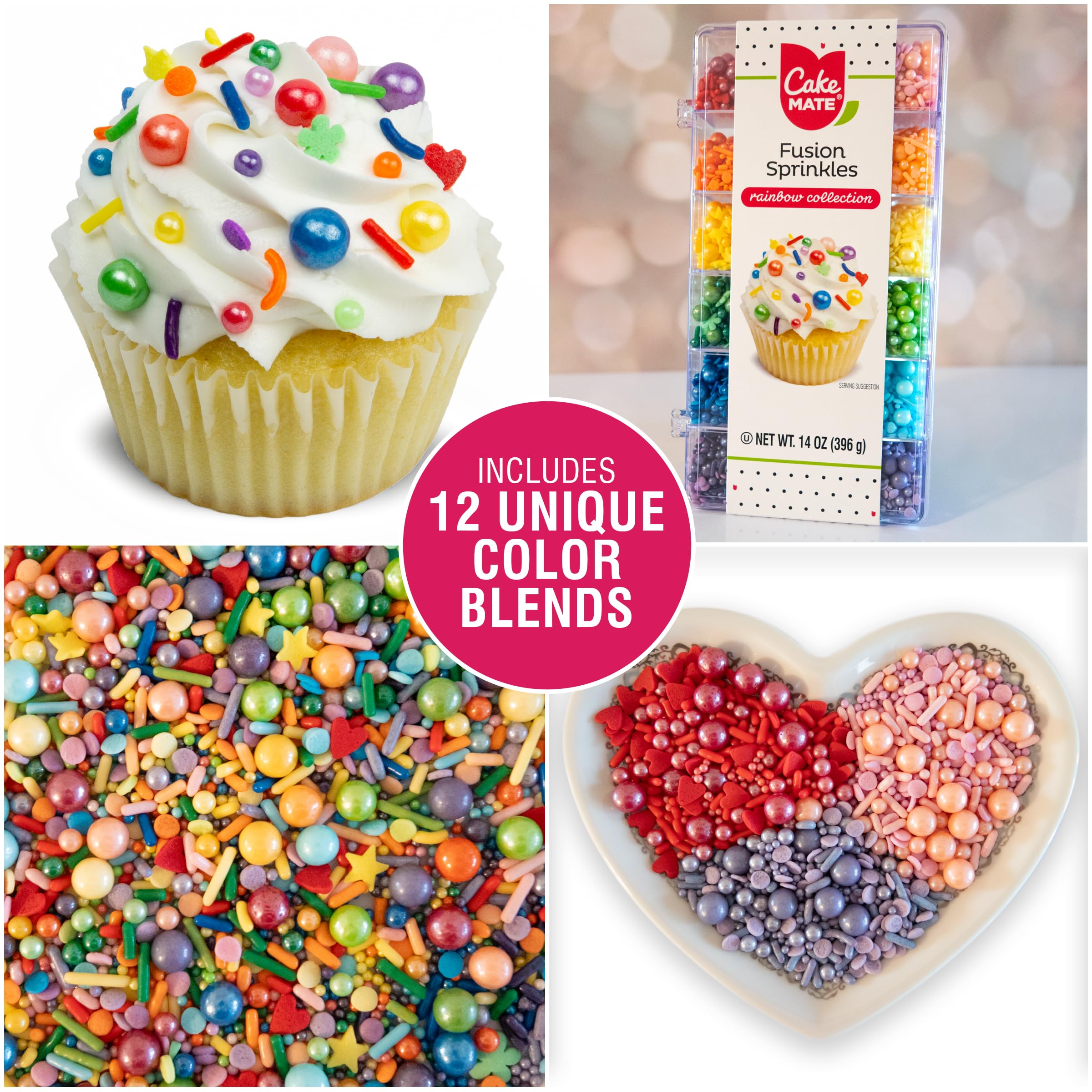 Cake Mate Rainbow Fusion Sprinkles celebrate Christmas cookies and holiday treats