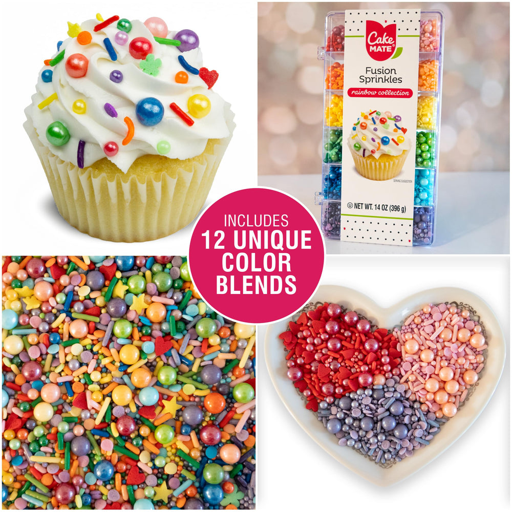 Cake Mate Rainbow Fusion Sprinkles celebrate Christmas cookies and holiday treats
