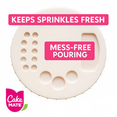 Cake Mate rainbow sprinkles on cookies and cupcakes for festive flair.