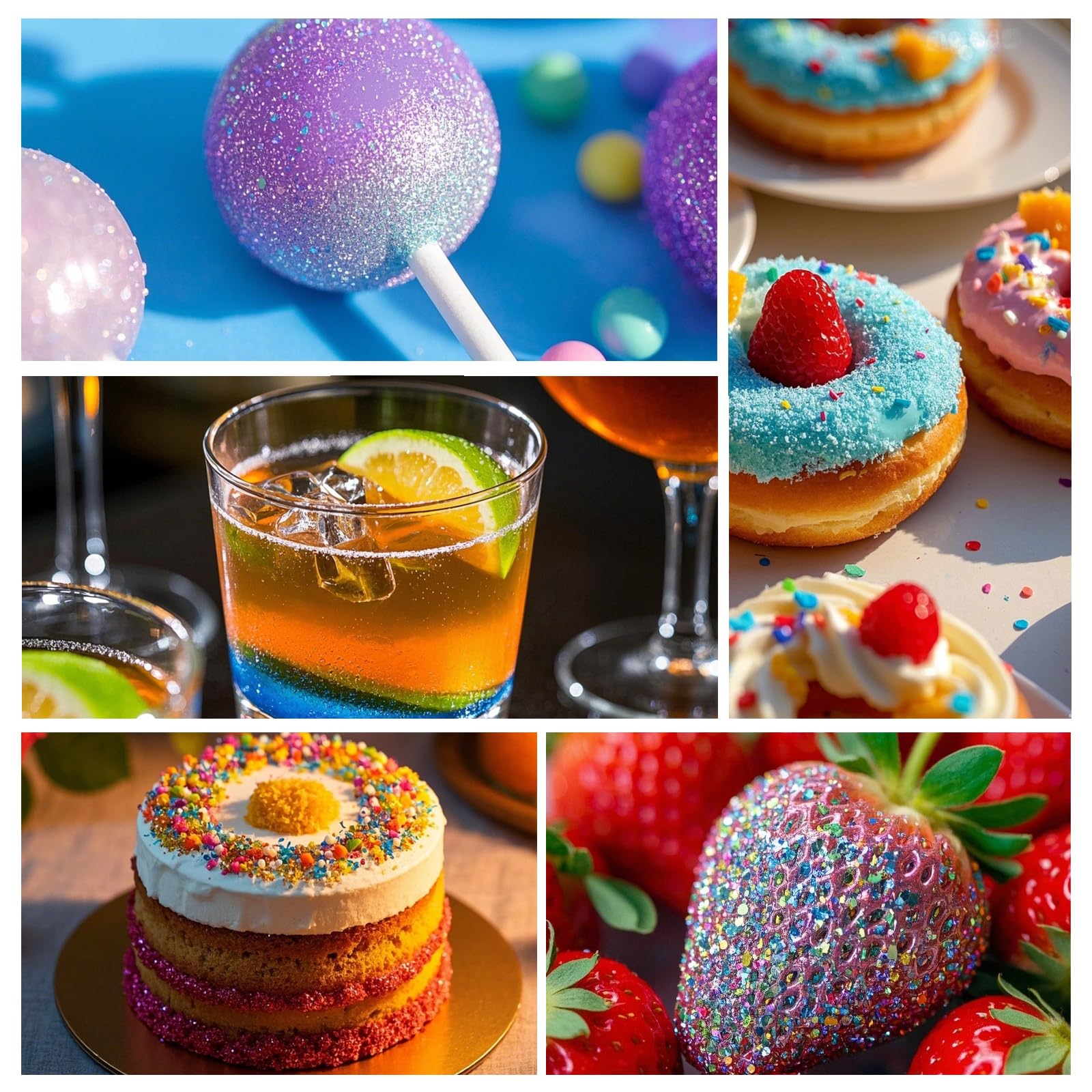 CAKESTAR glitter in drinks delivers glamorous cocktail accents without flavor changes.