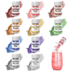 CAKESTAR edible glitter for cocktails adds vibrant color to drinks with ten colors.
