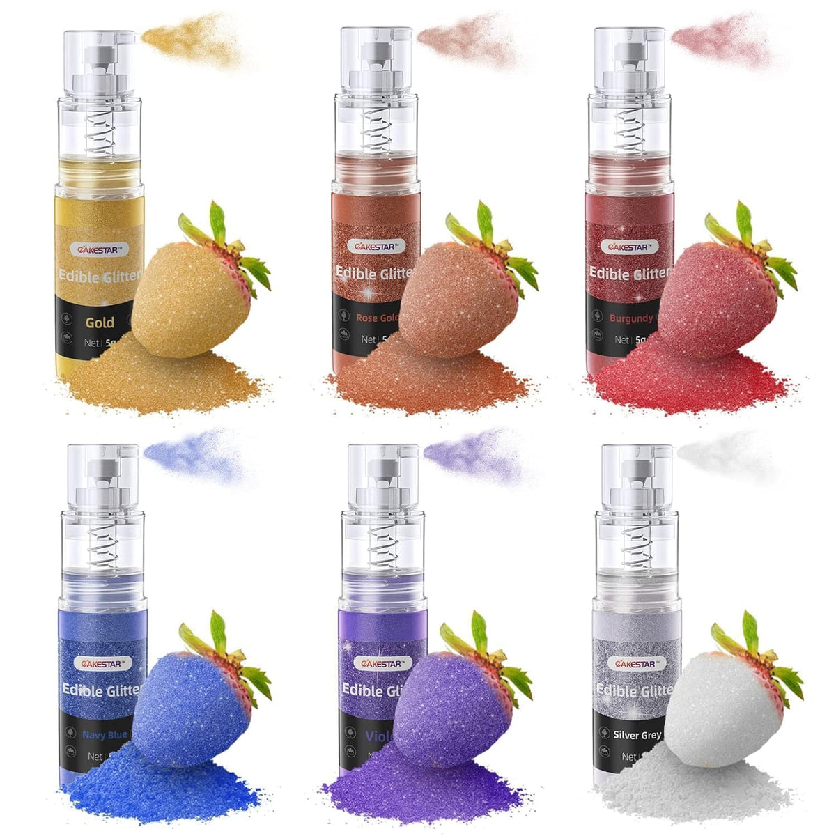 CAKESTAR edible glitter spray silver enhances cocktails with a pearlescent finish.